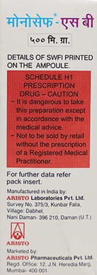 Monocef Sb 500/250mg Dry Vial Of 1 Powder For Injection