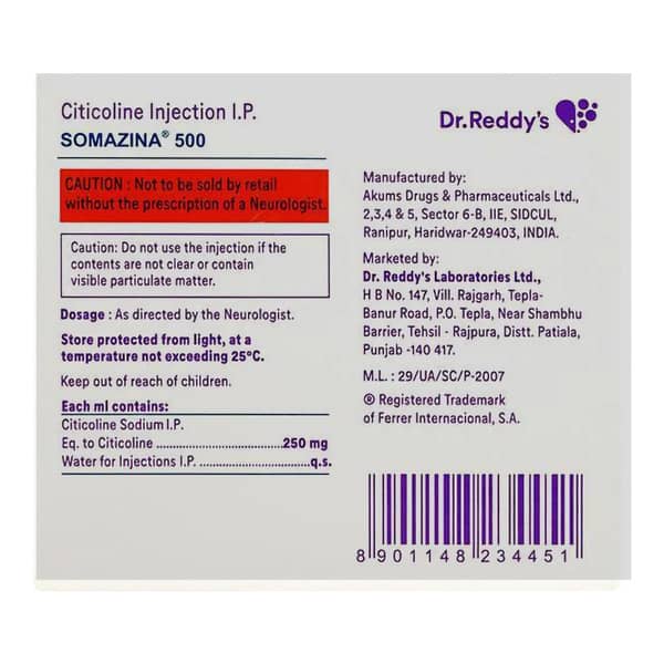 Somazina 500Mg Ampoule Of 2Ml Injection
