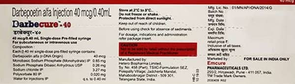 Darbecure 40mcg Pre Filled Syringe Of 0.40ml Injection
