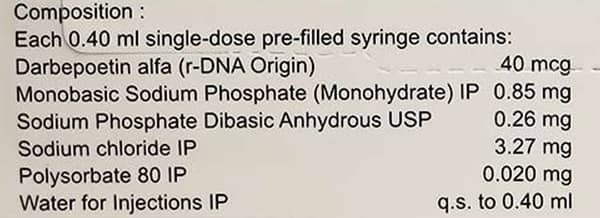 Darbecure 40mcg Pre Filled Syringe Of 0.40ml Injection