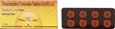 Dailyshine 60k Orange Flavour Sugar Free Strip Of 8 Chewable Tablets