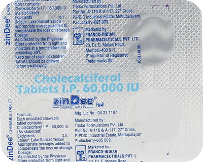 Zindee 60000 Iu Strip Of 4 Chewable Tablets