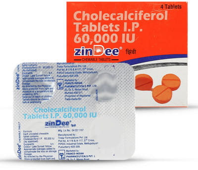 Zindee 60000 Iu Strip Of 4 Chewable Tablets