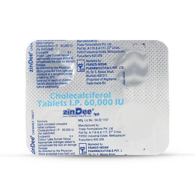 Zindee 60000 Iu Strip Of 4 Chewable Tablets