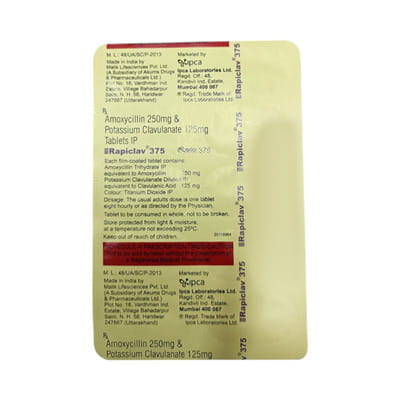 Rapiclav 375mg Strip Of 10 Tablets