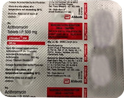 Zithrolect 500mg Strip Of 3 Tablets