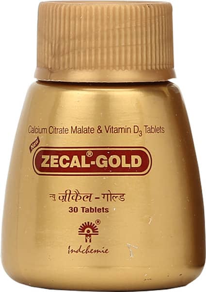 न्यू ज़ेकल गोल्ड 250MG/1000आईयू की बोतल 30 टैबलेट्स