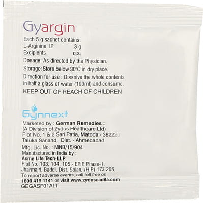 Gyargin Lemon Flavour Sugar Free Sachet Of 5gm Granules