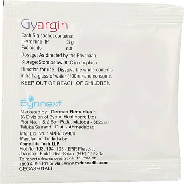 Gyargin Lemon Flavour Sugar Free Sachet Of 5gm Granules