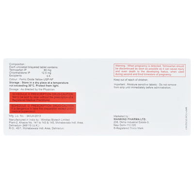 Telmikind Ct 80/12.5mg Strip Of 10 Tablets