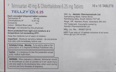 Tellzy Ch 40/6.25mg Strip Of 15 Tablets