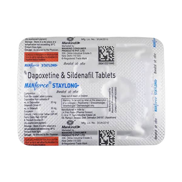 Manforce Staylong 50/30Mg Strip Of 4 Tablets