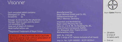 Visanne 2 Mg Strip Of 14 Tablets