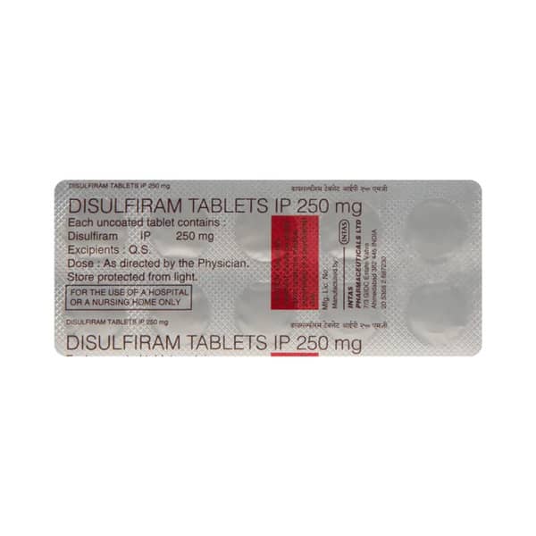 Disulfiram 250mg Strip Of 10 Tablets (Intas)