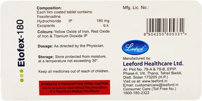 Etofex 180mg Strip Of 10 Tablets