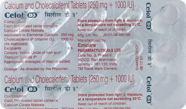 Celol D3 Plus Strip Of 15 Tablets
