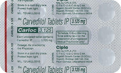 Carloc 3.125mg Strip Of 15 Tablets