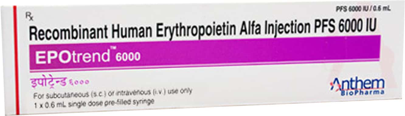 Epotrek Inj Epotrend 6000 IU Injection (0.6): Uses, Side Effects, Price & Dosage ...