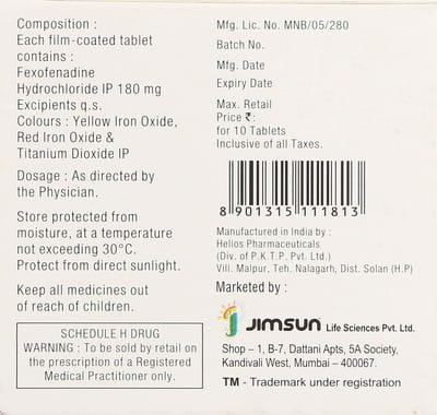 Jimfex 180mg Strip Of 10 Tablets