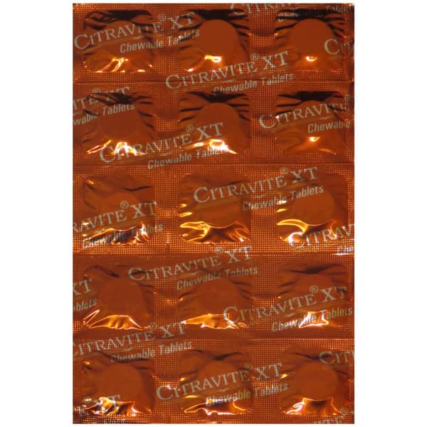 Citravite Xt Orange Flavour Strip Of 15 Chewable Tablets