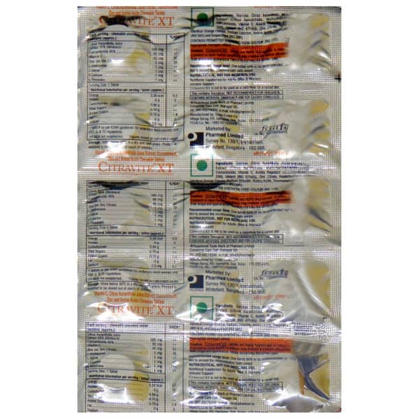 Citravite Xt Orange Flavour Strip Of 15 Chewable Tablets