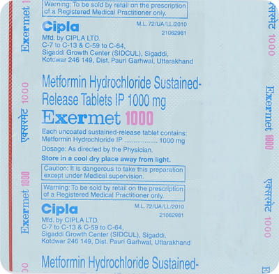 Exermet 1000mg Strip Of 15 Tablets