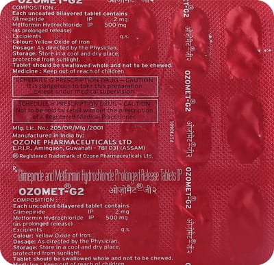 Ozomet G2 Strip Of 15 Tablets