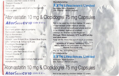 Atorsave Cv 10mg Strip Of 10 Capsules