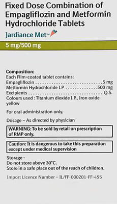 Jardiance Met 5/500mg Strip Of 10 Tablets