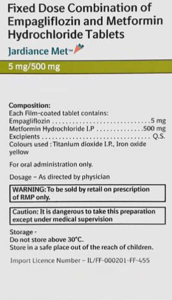 Jardiance Met 5/500mg Strip Of 10 Tablets