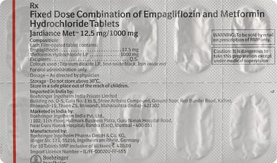 Jardiance Met 12.5/1000mg Strip Of 10 Tablets