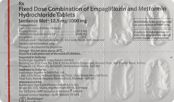 Jardiance Met 12.5/1000mg Strip Of 10 Tablets