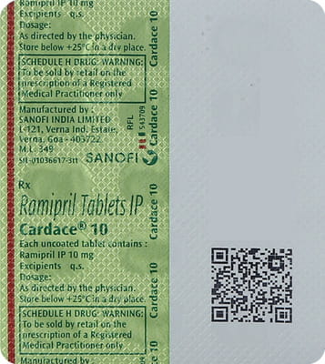 Cardace 10mg Strip Of 15 Tablets