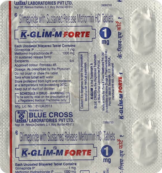 K Glim M Forte 1mg Strip Of 15 Tablets