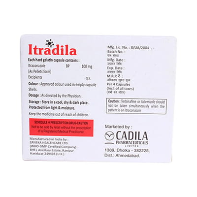 Itradila 100mg Strip Of 10 Capsules