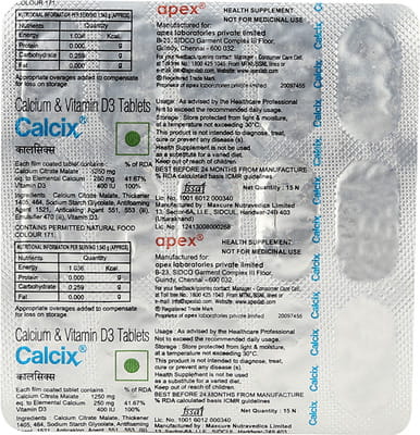 Calcix Strip Of 15 Tablets