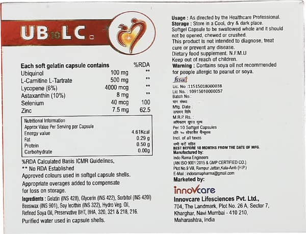Ub 10 Lc Strip Of 10 Capsules