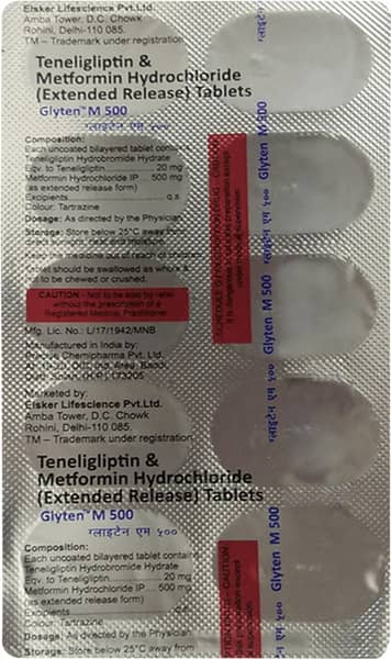 Glyten M 500Mg Strip Of 10 Tablets