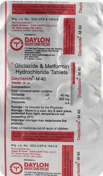 Dayclazide M 40mg Strip Of 10 Tablets