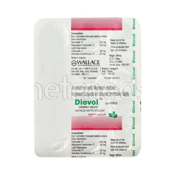 Diovol Mint Flavour Strip Of 12 Chewable Tablets