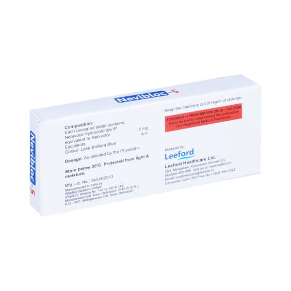 Nevibloc 5mg Strip Of 10 Tablets