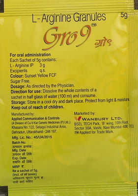 Gro 9 Lemon Orange Flavour Sugar Free Sachet Of 5gm Granules