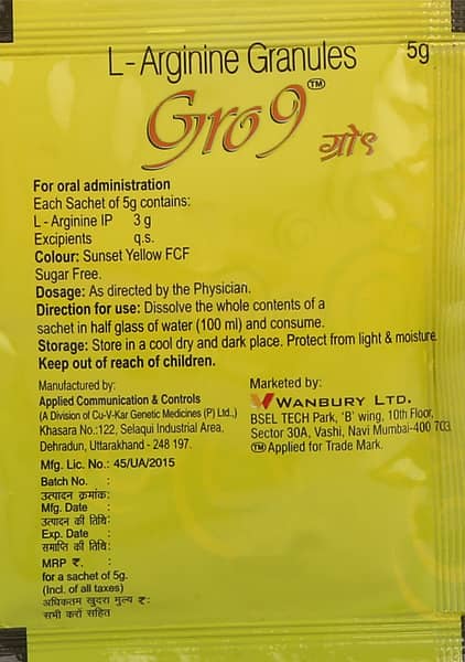 Gro 9 Lemon Orange Flavour Sugar Free Sachet Of 5Gm Granules