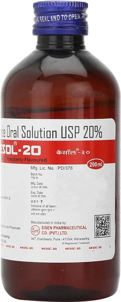 Kesol 20 Oral Solution | Raspberry Flavour Sugar Free