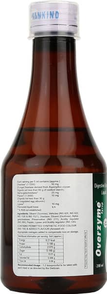 Overzyme Saunf Flavour Bottle Of 200ml Syrup