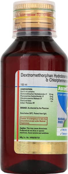 Ascoril D Plus Sugar Free Bottle Of 100Ml Syrup