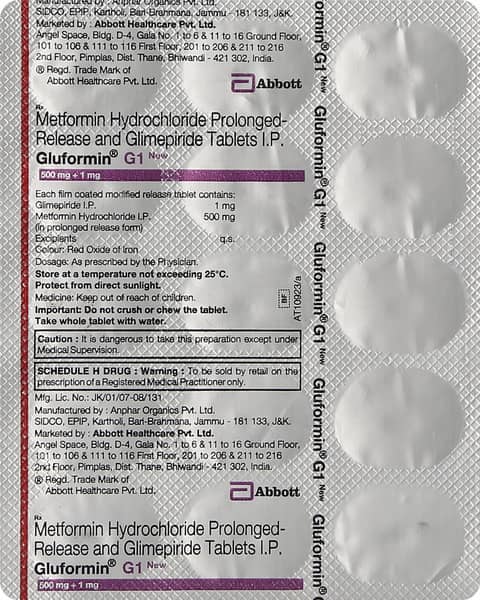 New Gluformin G 1Mg Strip Of 15 Tablets