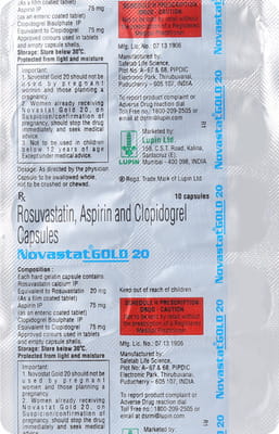 Novastat Gold 20mg Strip Of 10 Capsules