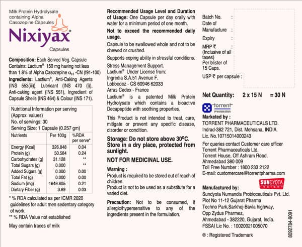 Nixiyax Strip Of 15 Capsules
