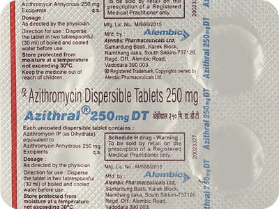 Azithral Dt 250mg Strip Of 5 Tablets